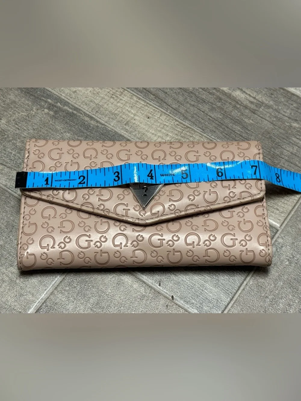 GUESS Blush Pink Monogram Envelope Clutch